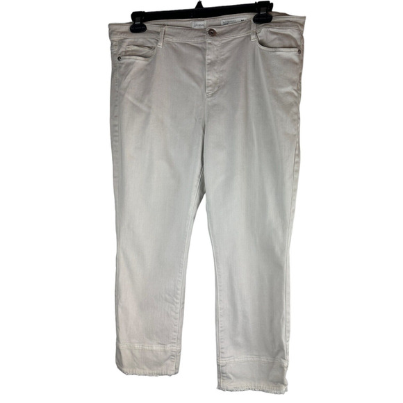 J. Jill Authentic Fit Cropped Jeans Fringe Raw Hem Pebble Cream Plus Size 16 - Picture 7 of 7